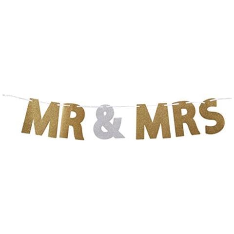 305.409,6 cm Lettera""mr And Mrs Glitter Banner - Foto 1