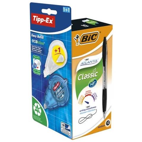 Promo Box 12 Penne Sfere Atlantis Classic Nero + 1 Correttore Tipp-ex+refill - Foto 2