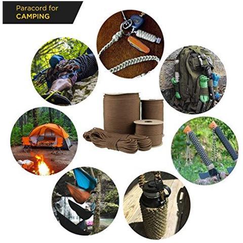 Paracord 550 Del Cavo Dei Paracadute Di Tipo Iii Mil-spec 7 Fili Sopravvivenza (cioccolato 15 M) - Foto 2