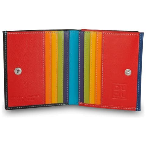 Portafoglio di pelle multicolore porta carte e monete Nero - Foto 1