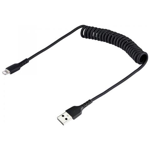 Cavo Lightning a USB- A da 50 cm Certificato MFi, Cavetto iPhone Spiralato di Ricarica /Alimentazione, Resistente Cavo USB a Lightning in Fibra Aramidica con Rivestimento TPE, Cavo Caricatore Nero - Foto 2