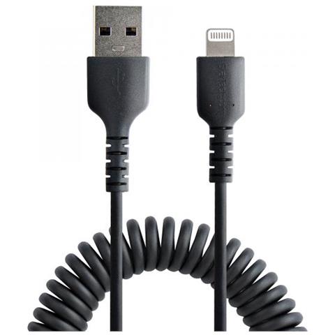 Cavo Lightning a USB- A da 50 cm Certificato MFi, Cavetto iPhone Spiralato di Ricarica /Alimentazione, Resistente Cavo USB a Lightning in Fibra Aramidica con Rivestimento TPE, Cavo Caricatore Nero - Foto 3