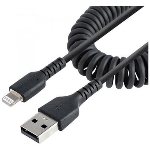 Cavo Lightning a USB- A da 50 cm Certificato MFi, Cavetto iPhone Spiralato di Ricarica /Alimentazione, Resistente Cavo USB a Lightning in Fibra Aramidica con Rivestimento TPE, Cavo Caricatore Nero - Foto 1
