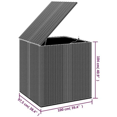 Contenitore Da Giardino In Rattan Pe 100x97,5x104 Cm Grigio - Foto 5