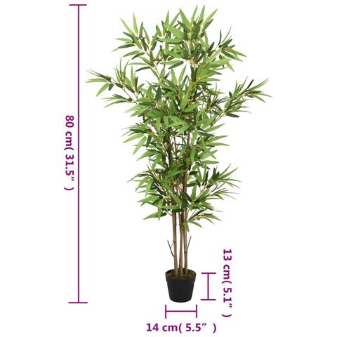 Albero Bambù Artificiale 368 Foglie 80 Cm Verde - Foto 7
