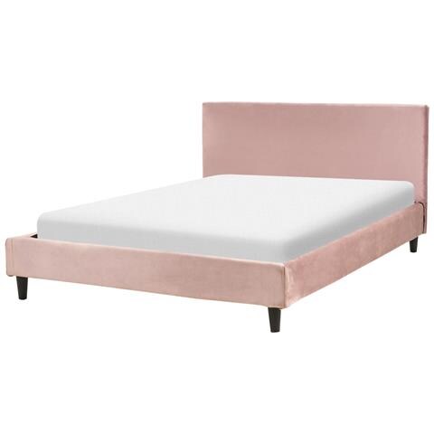 Letto Matrimoniale Tessuto Rosa 140 X 200 Cm Fitou - Foto 1