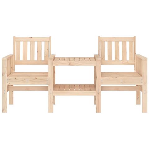 Panca da Giardino con Tavolino 2 Posti Legno Massello di Pino - Foto 3
