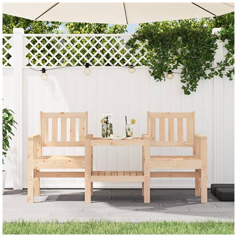 Panca da Giardino con Tavolino 2 Posti Legno Massello di Pino - Foto 1