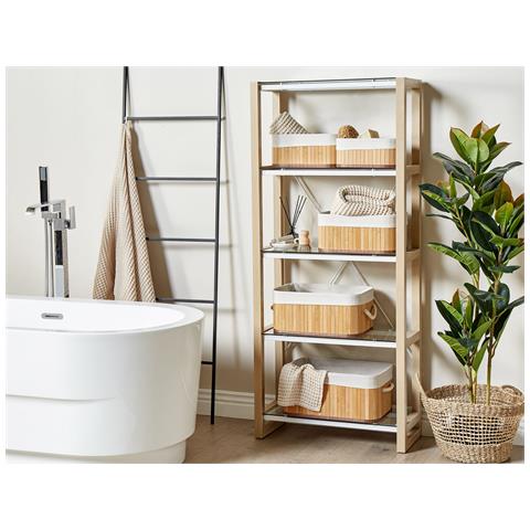 Set Di 5 Cestini Talpe Legno Di Bambù Marrone Chiaro - Foto 1