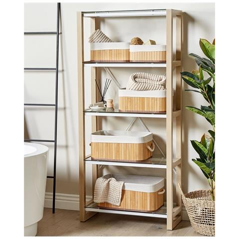 Set Di 5 Cestini Talpe Legno Di Bambù Marrone Chiaro - Foto 9