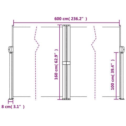 Tenda da Sole Laterale Retrattile Crema 160x600 cm - Foto 2
