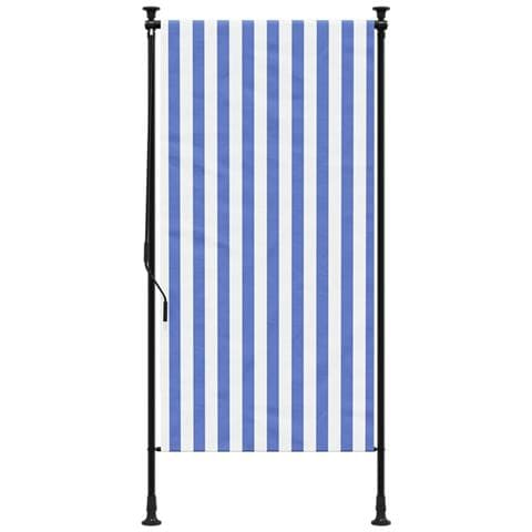 Tenda A Rullo Esterno Blu E Bianca 120x270cm Tessuto E Acciaio - Foto 9