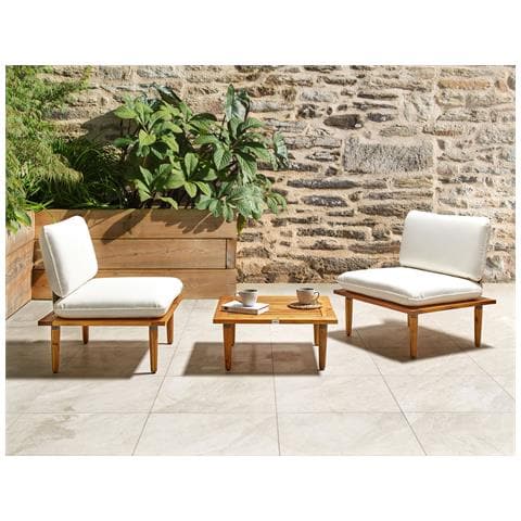 Set Da Giardino Con Tavolo 2 Posti Frascati Modulare Legno Di Acacia Certificato Bianco Sporco - Foto 1