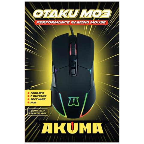 Mouse Gamer Cablato Otaku M03 7200dpi Rgb 7 Tasti Con Sensore Ottico, Nero - Foto 5