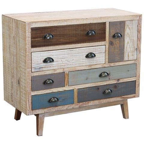 Mobile In Legno Con 6 Cassetti E 1 Anta 90x40xh75 Cm Klaus - Foto 1