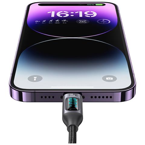 Cavo 30w Usb-c A Lightning 1.2m Modello Display Bd Con Schermo Led, Nero - Foto 3