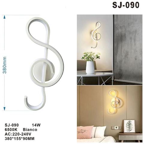 Applique Lampada Interno Moderna Parete Muro Note Musicali 14w Luce Calda Sj090 - Foto 2