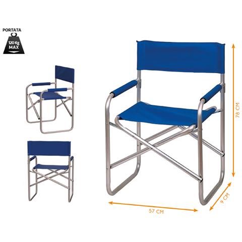 Sedia Regista Camping Spiaggia Giardino Pieghevole Portatile Con Schienale Hollywood Hollywood Blu - Foto 2