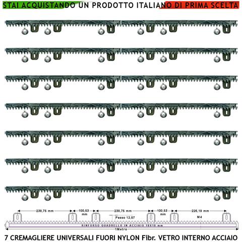 Cremagliera Universale M4 Antirumore Sette Pezzi Da 1 Metro In Nylon Antiusura Anima In Acciaio Portata 6 Q.li Max 10 - Foto 1