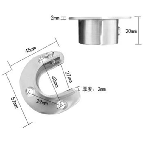 Presa Per Asta Guardaroba In Acciaio Inossidabile Da 2 Pezzi Silver L - Foto 4