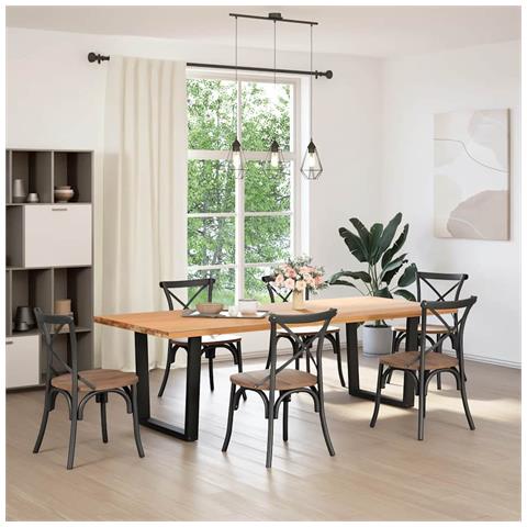 Gambe Per Tavolo Da Pranzo A V 2 Pz Nero 80x(72-73,3)cm Acciaio - Foto 2