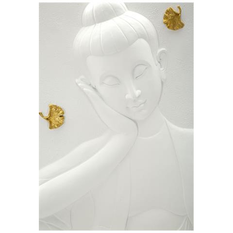 Decorazione In Metallo E Legno Geometrico 13 - Bianco - Poliresina - 46x5,7x55,5 Cm - Foto 2