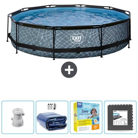 Piscina Fuori Terra - In Giro - 360x360x76 Cm - Grigio - Include Accessori Coordinati Cb24 - Foto 1