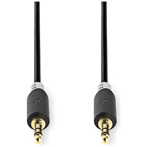 Cavo Audio Stereo Rotondo 2 Connettori Jack 3,5mm Maschio 10 Metri Colore Grigio Antracite - Foto 2