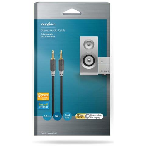 Cavo Audio Stereo Rotondo 2 Connettori Jack 3,5mm Maschio 10 Metri Colore Grigio Antracite - Foto 3