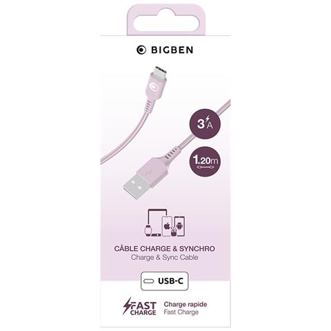 Cavo In Nylon Intrecciato Da Usb-a A Usb-c Fastcharge 15w 3a 1,2 M, Rosa - Foto 5