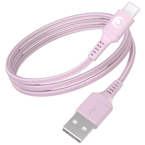 Cavo In Nylon Intrecciato Da Usb-a A Usb-c Fastcharge 15w 3a 1,2 M, Rosa - Foto 1