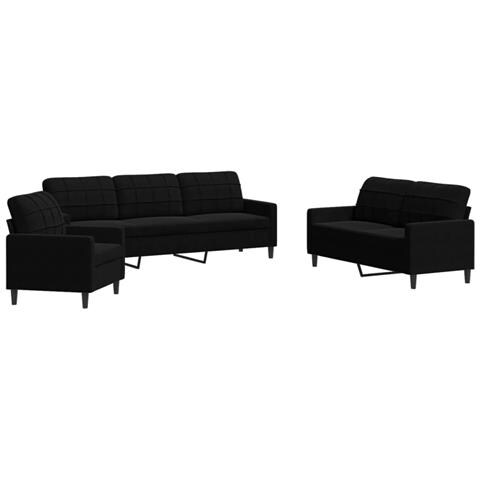 Set di Divani 3 pz con Cuscini Nero in Velluto - Foto 1
