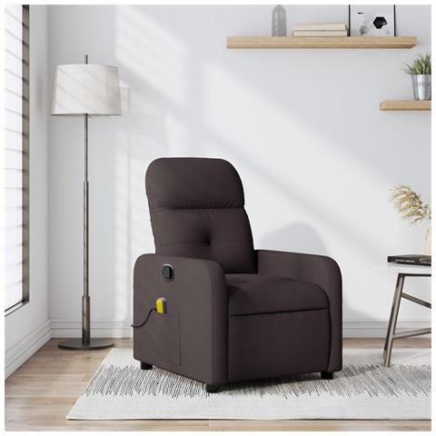 Poltrona Massaggiante Reclinabile Marrone Scuro in Tessuto - Foto 2