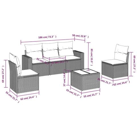 Set Divano da Giardino 6 pz con Cuscini Marrone in Polyrattan - Foto 3