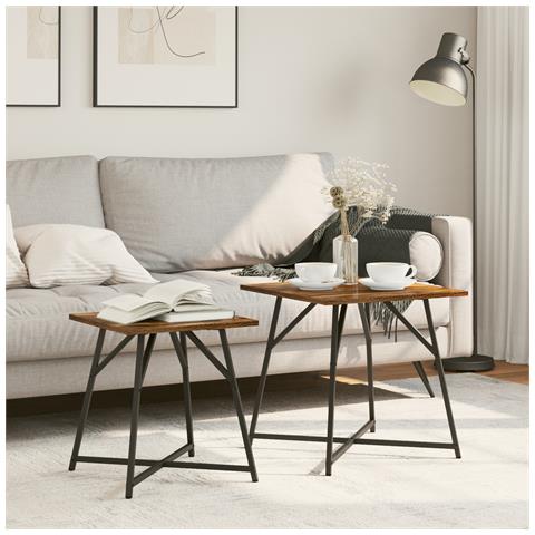 Tavolino 2 pz Rovere Affumicato in Legno Ingegnerizzato e Metallo - Foto 2