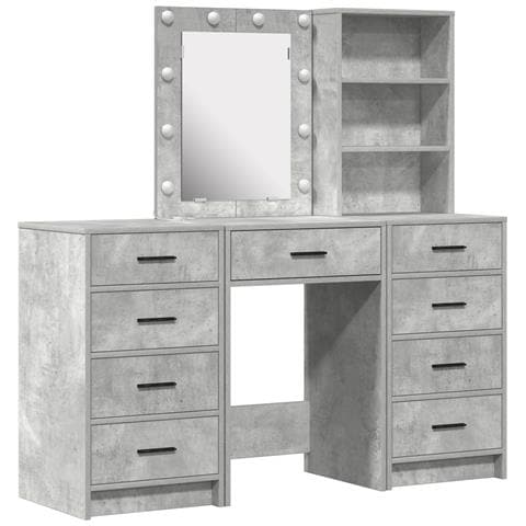 Set da Toeletta in 3 Pezzi con LED - Grigio Cemento Legno Ingegnerizzato - Foto 1