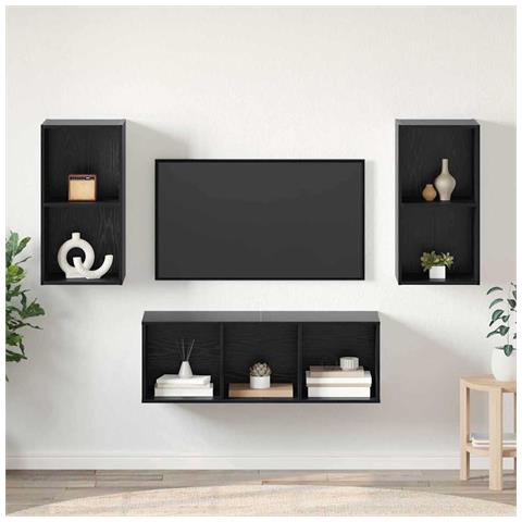 Set di mobili TV 3 pcs Rovere nero 37 x 37 x 107 cm - Foto 2