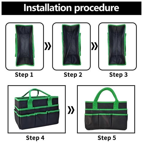 Borsa Porta Attrezzi Da Giardino In Tessuto Oxford - Organizer Portatile Con Tasche Multiple Green - Foto 2