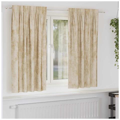 Tenda con tende 2 pcs Crema 175 x 140 cm Velluto - Foto 2