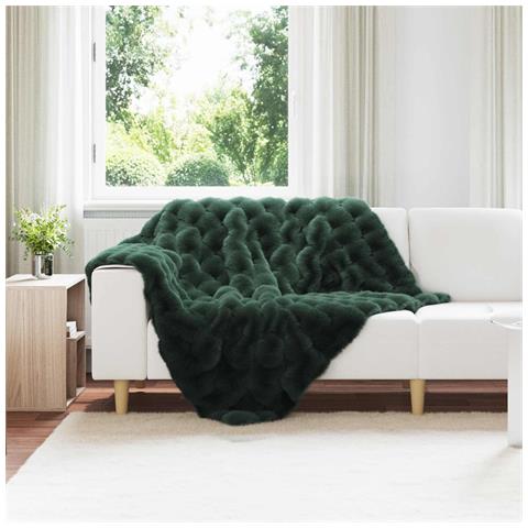Coperta in Pelliccia di Coniglio Finta 4 pcs Verde Scuro - Foto 2