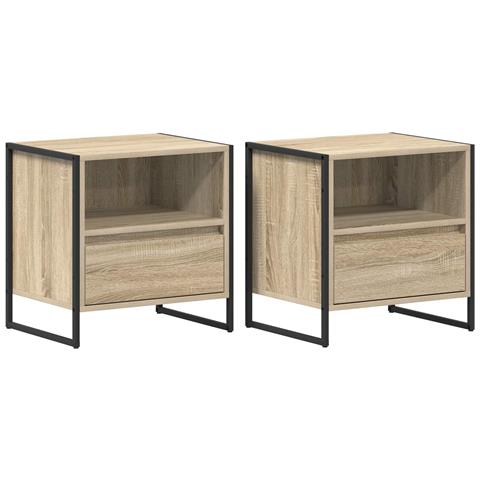 Comodino 2 pcs Sonoma 50 x 39,5 x 50 cm Legno multistrato - Foto 1