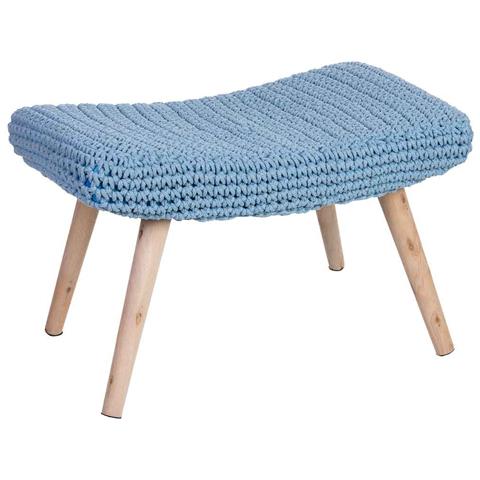 Panca In Legno E Cotone 67x30x43h Cm Blu - Foto 1