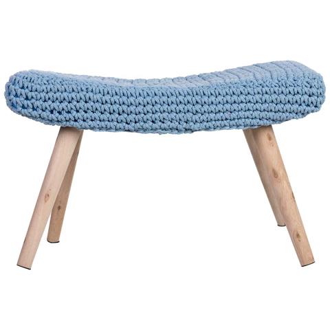 Panca In Legno E Cotone 67x30x43h Cm Blu - Foto 2