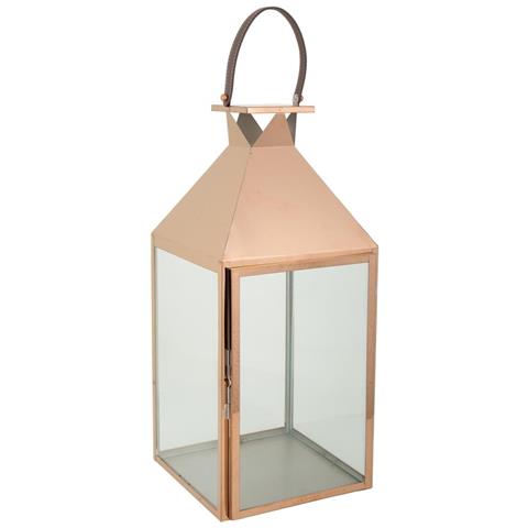 Lanterna In Acciaio Inox E Vetro Ramato 29x28x66h - Foto 1