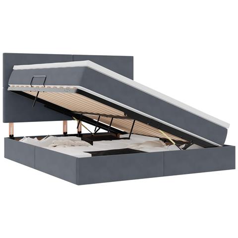 Letto con contenitore e materasso Grigio scuro 180 x 200 cm - Foto 1