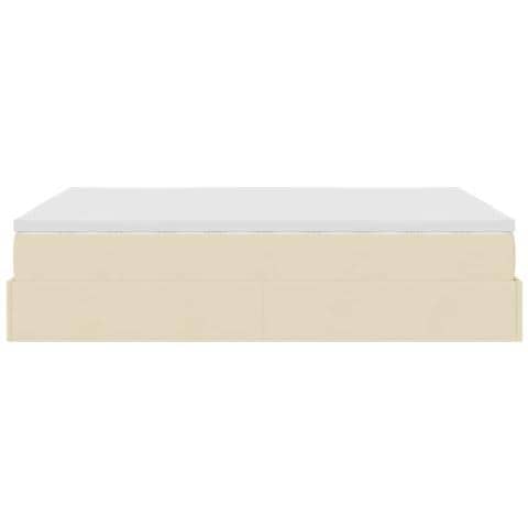 Struttura Letto Pouf con Materasso Crema 140x190 cm in Tessuto - Foto 9