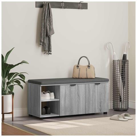 Panca per ingresso con cuscino Sonoma grigia 100 x 38 x 46 cm - Foto 2