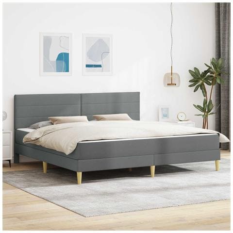 Struttura del letto Grigio scuro 180 x 200 cm Poliestere - Foto 2