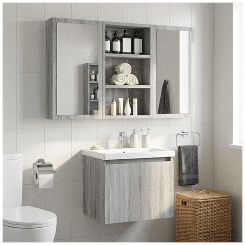 Armadio da bagno a muro Sonoma grigia 30 x 10 x 50 cm - Foto 2