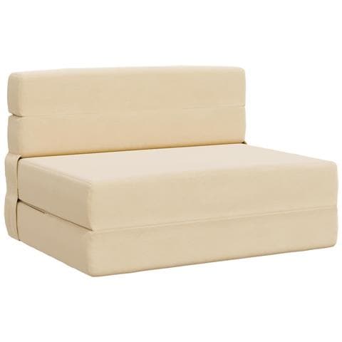 Divano Letto Pieghevole Crema 100 x 80 x 60 cm Tessuto - Foto 1